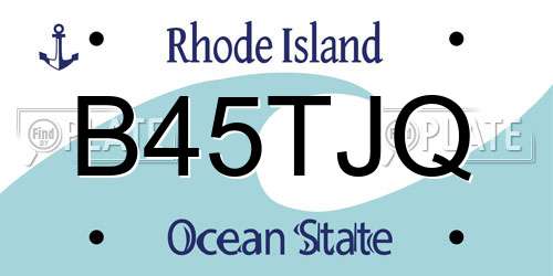 B45TJQ Rhode Island License Plate