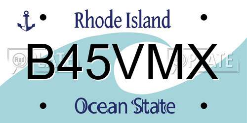 B45VMX Rhode Island License Plate