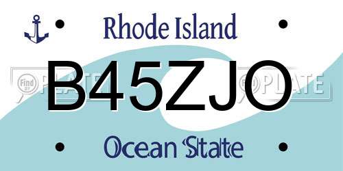 B45ZJO Rhode Island License Plate