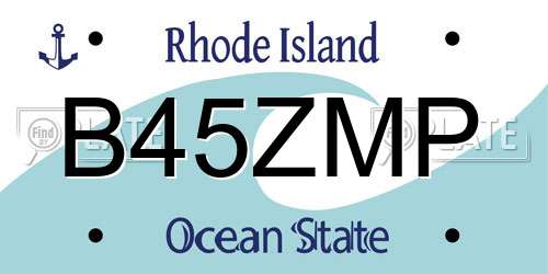 B45ZMP Rhode Island License Plate