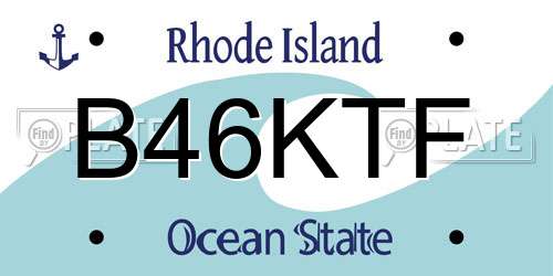 B46KTF Rhode Island License Plate