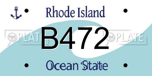 B472 Rhode Island License Plate