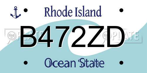 B472ZD Rhode Island License Plate
