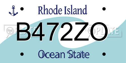 B472ZO Rhode Island License Plate