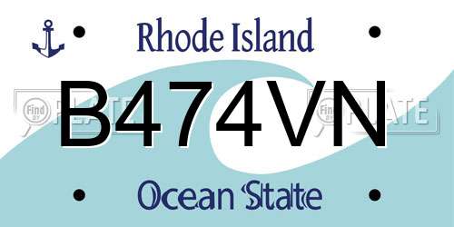 B474VN Rhode Island License Plate