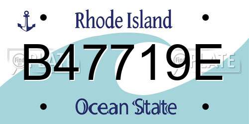 B47719E Rhode Island License Plate