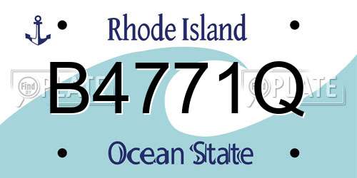 B4771Q Rhode Island License Plate