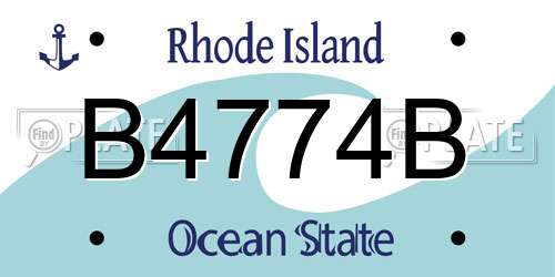 B4774B Rhode Island License Plate