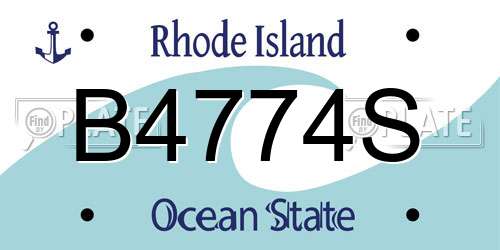 B4774S Rhode Island License Plate