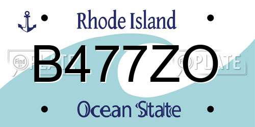 B477ZO Rhode Island License Plate
