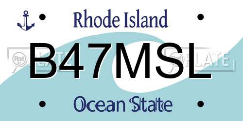 B47MSL Rhode Island License Plate