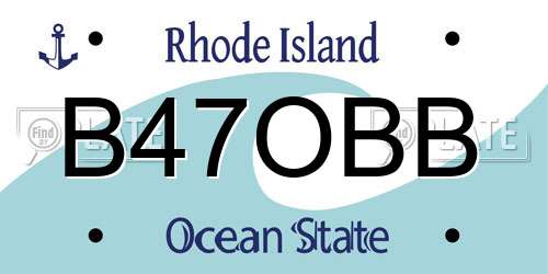 B47OBB Rhode Island License Plate