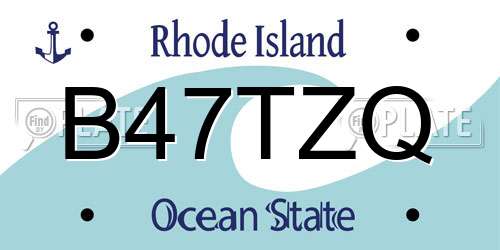 B47TZQ Rhode Island License Plate