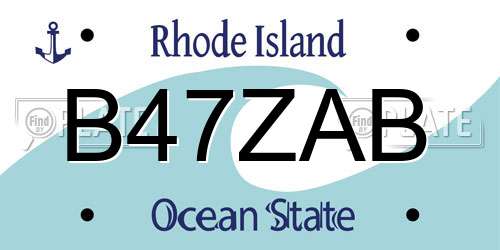 B47ZAB Rhode Island License Plate