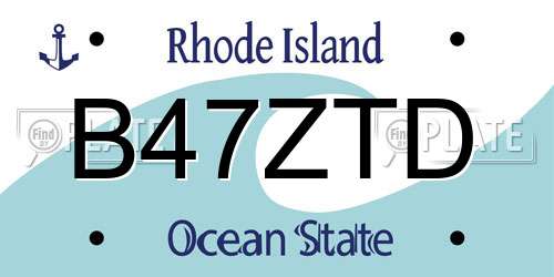 B47ZTD Rhode Island License Plate
