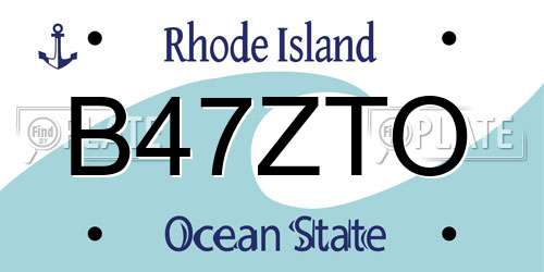 B47ZTO Rhode Island License Plate