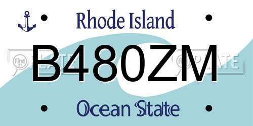 B480ZM Rhode Island License Plate