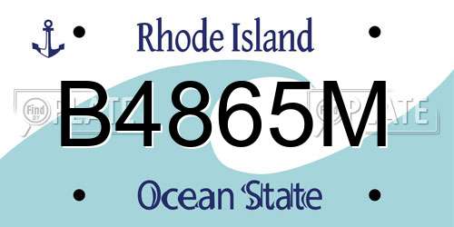 B4865M Rhode Island License Plate