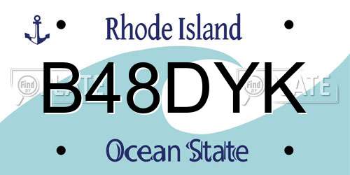 B48DYK Rhode Island License Plate