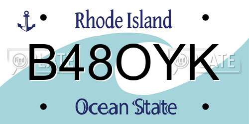 B48OYK Rhode Island License Plate