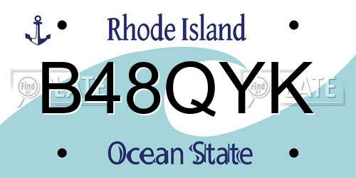 B48QYK Rhode Island License Plate