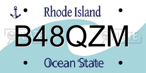 B48QZM Rhode Island License Plate