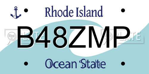 B48ZMP Rhode Island License Plate