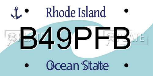 B49PFB Rhode Island License Plate