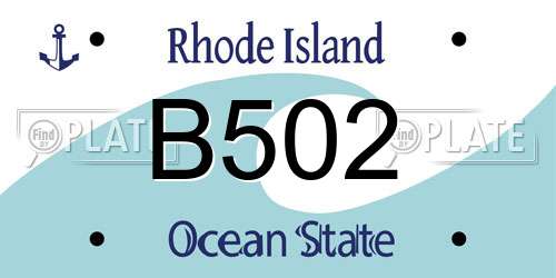 B502 Rhode Island License Plate