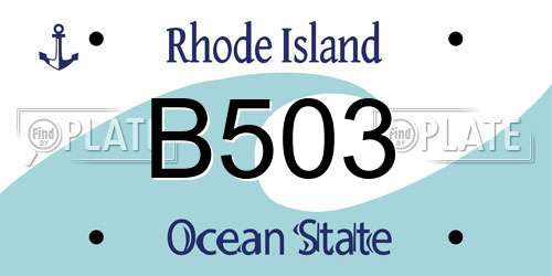 B503 Rhode Island License Plate