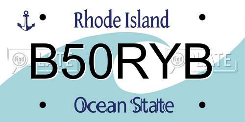 B50RYB Rhode Island License Plate