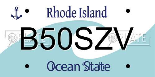 B50SZV Rhode Island License Plate