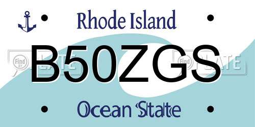 B50ZGS Rhode Island License Plate