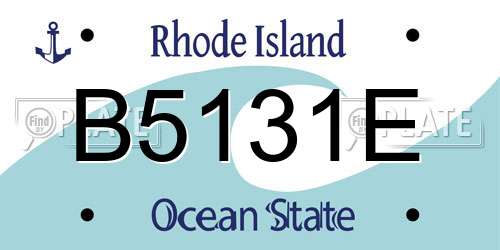 B5131E Rhode Island License Plate