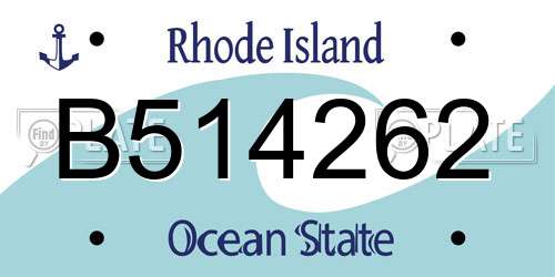 B514262 Rhode Island License Plate