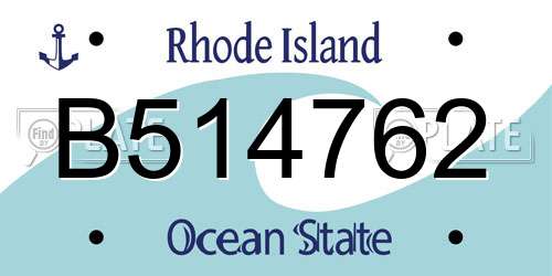 B514762 Rhode Island License Plate