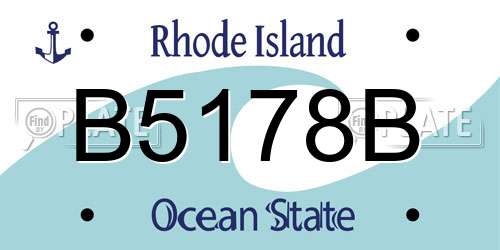 B5178B Rhode Island License Plate
