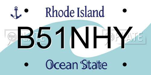B51NHY Rhode Island License Plate