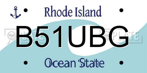 B51UBG Rhode Island License Plate