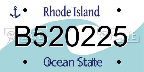 B520225 Rhode Island License Plate