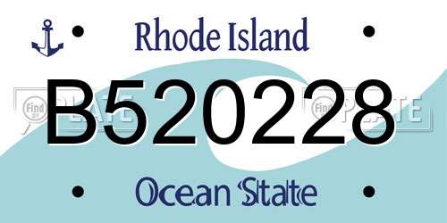 B520228 Rhode Island License Plate