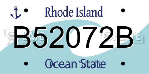 B52072B Rhode Island License Plate