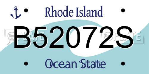B52072S Rhode Island License Plate