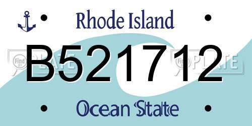 B521712 Rhode Island License Plate