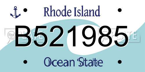B521985 Rhode Island License Plate