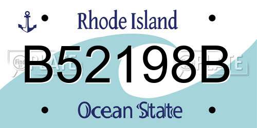 B52198B Rhode Island License Plate