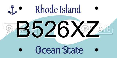 B526XZ Rhode Island License Plate