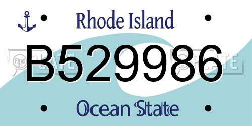 B529986 Rhode Island License Plate