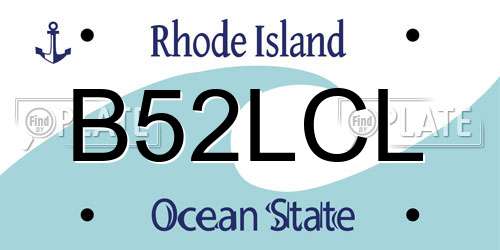 B52LCL Rhode Island License Plate