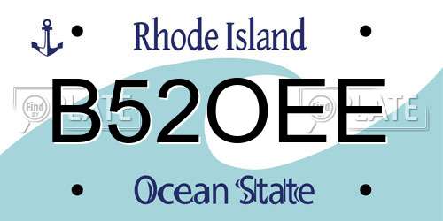 B52OEE Rhode Island License Plate